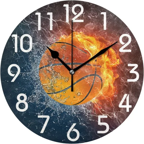 Miniatura 7 de Naanle Elegante reloj de pared redondo con estampado de bandera de Canadá, 9.5 pulgadas, funciona con pilas, reloj de escritorio analógico Coral