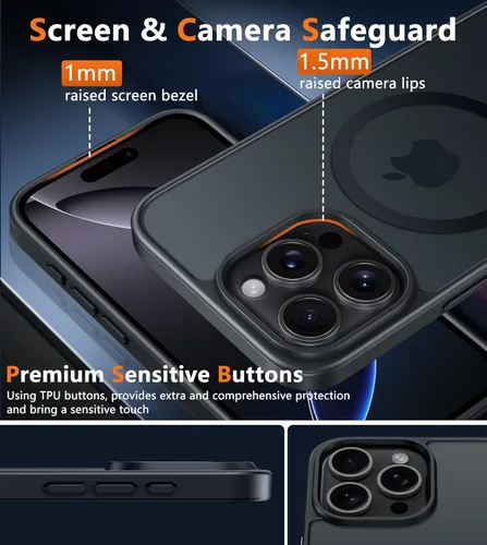 Miniatura 7 de FNTCASE - Funda para iPhone 16 Pro: magnética, mate, translúcida, de grado militar, protectora contra caídas, resistente, fina, duradera y a prueba