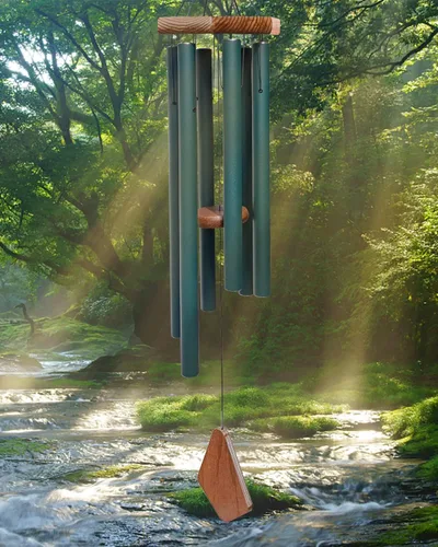 Miniatura 10 de Campanillas de viento para exteriores, campanillas de viento conmemorativas con 6 tubos de metal largos, carillón de viento de condolencia