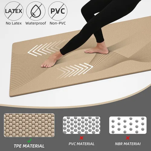 Miniatura 3 de ILILI Tapete de yoga, 72 x 25 x 0.3 pulgadas, antideslizante, tapete de ejercicio de elastómero termoplástico, resistente al desgarro, tapete