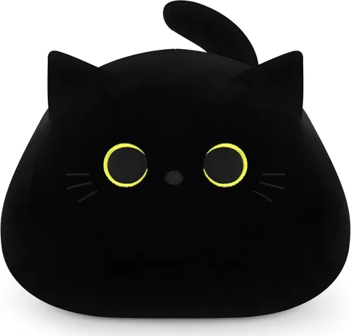 Auspicious beginning Juguete de peluche de gato negro gigante de 19 pulgadas, juguete de peluche Kawaii, almohada de felpa de gato, decoración de