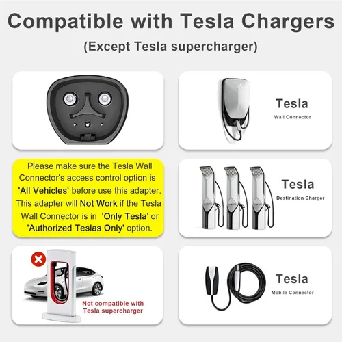 Miniatura 2 de Adaptador de nivel 2 Tesla a J1772 60A NACS a J1772, adaptador de cargador EV compatible con conector de pared Tesla, destino, cargador móvil