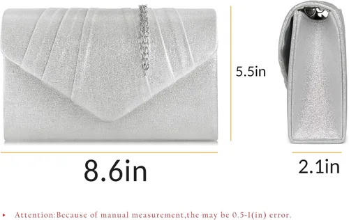 Miniatura 3 de Milisente Bolso de noche para mujer, de gamuza plisada, bolso de mano