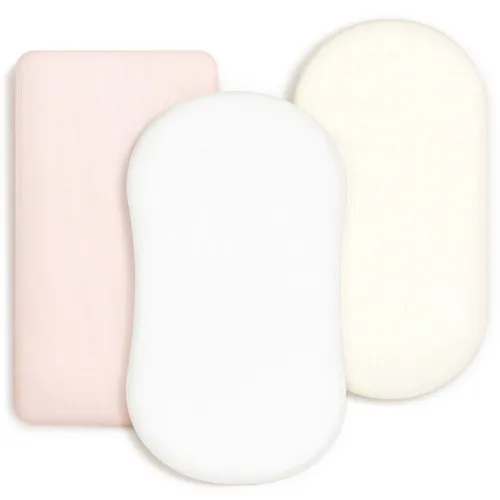Miniatura 19 de GRSSDER - Juego de 3 sábanas elásticas ultrasuaves para moisés, ajuste universal para colchón rectangular u ovalado de cuna o moisés, diseño