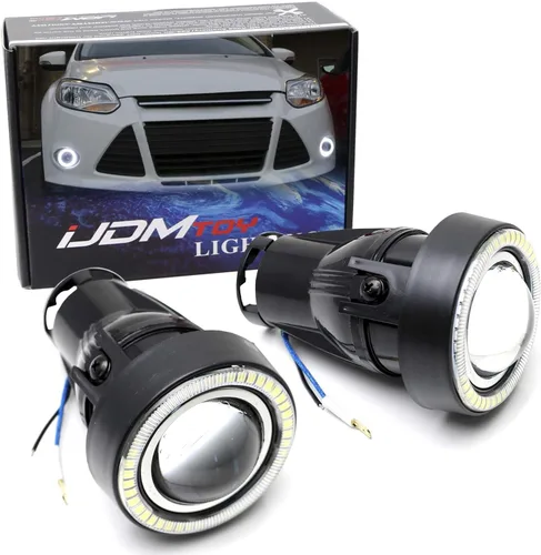 Miniatura 10 de iJDMTOY - Ajuste universal, 3 pulgadas, lámparas de luz antiniebla con ledes 40-SMD, halógenas, anillos Angel Eyes, para cualquier auto., Ultra azul