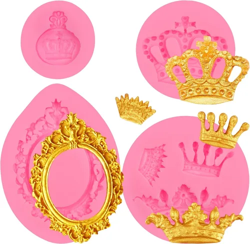 Moldes de silicona para manualidades, 4 piezas, molde de silicona para marco vintage, molde de fondant, decoración de pasteles, decoración de