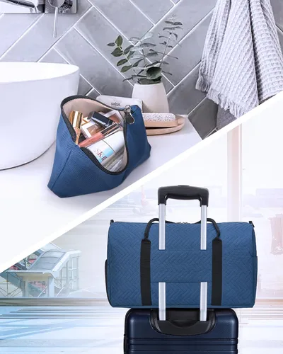 Miniatura 3 de BAGSMART - Bolsa de viaje grande de 40 litros, bolsa de mano para hombres y mujeres, con compartimento para zapatos, color negro, Azul Marino-50L