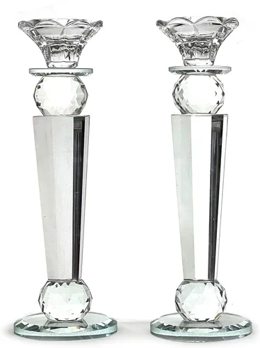 Miniatura 7 de Allgala Juego de 2 candelabros de bola hechos a mano con pilar cónico inverso hecho a mano de 8.5 pulgadas HD89151