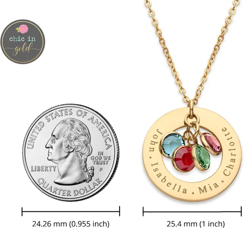 Miniatura 5 de Birthstone Necklace for Mom 1 to 5 Kids Names and Birth Month Stones, Custom Family Jewelry for Women, Personalized Birthday Day, Mother's Day Gift