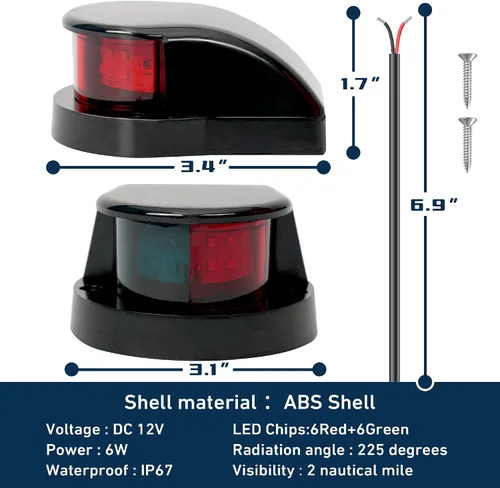 Miniatura 4 de Marinexplore - Luz de navegación para barco LED, luz frontal de advertencia para proa marina para pontón barco de pesca Negro