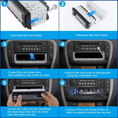 Miniatura 7 de Radio de coche Bluetooth Single DIN Audio estéreo para automóvil, audio para automóvil con manos libres y control de aplicación, compatible con FM