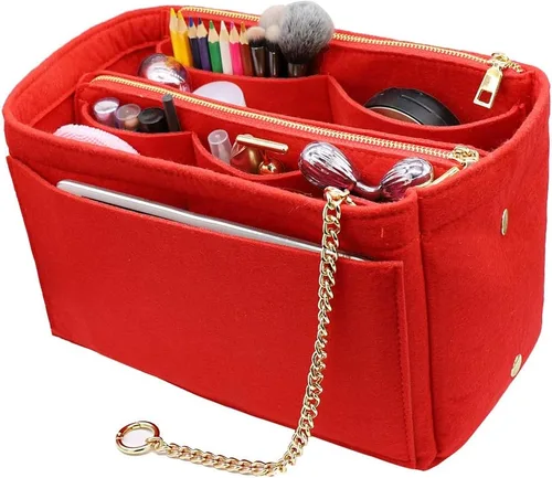 Miniatura 2 de Bolsa organizadora de fieltro 3 en 1 con soporte para botellas, A-ROJO, M