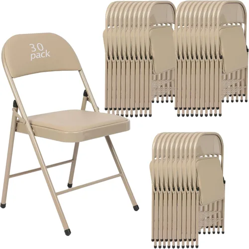 Miniatura 15 de Juego de 4 Sillas Plegables Tapizadas en Negro - Cómodas Sillas Apilables Portátiles para Interior y Exterior, Eventos, Fiestas, Oficina, Boda Negro
