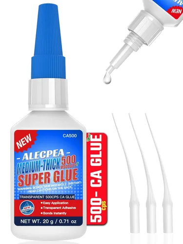 Miniatura 10 de 20g de pegamento CA negro medio-espeso (500 CPS), pegamento super de cianoacrilato premium para madera, vidrio, metal, papel, cuero, plástico