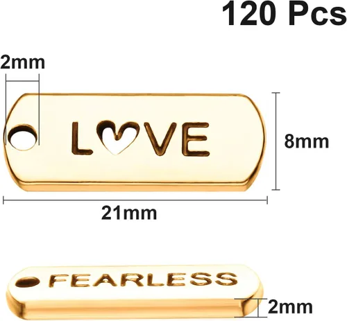 Miniatura 2 de Hicarer Dijes de palabras grabadas motivacionales, accesorios para hacer joyas, collares, pulseras, llaveros (dorado, 80 unidades)