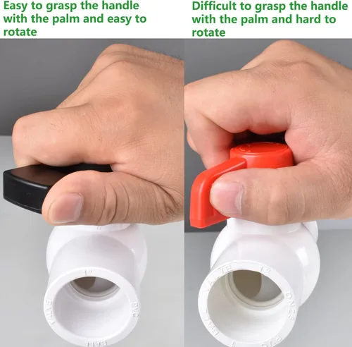 Miniatura 4 de Válvula de bola de PVC de 1-1/2 pulgadas (paquete de 2), válvula de cierre con mango fácil de girar y excelente, clasificado en 150 PSI, enchufe