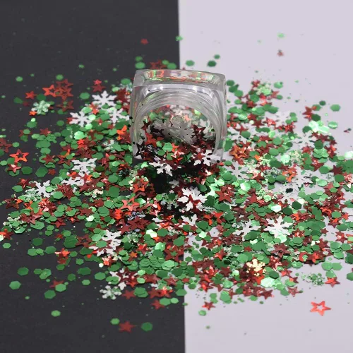 Miniatura 2 de Caja y juego de 12 colores – Árbol de copo de nieve de Navidad Serie de mezclas gruesas con purpurina – Festival Rave Beauty Maquillaje de cara