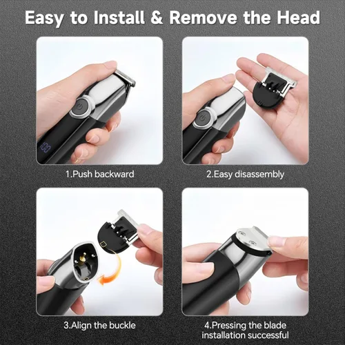 Miniatura 7 de Cortadora de barba para hombres, maquinilla de afeitar eléctrica 5 en 1 para hombres, cortadora de pelo inalámbrica, kit de aseo impermeable