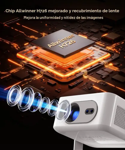 Miniatura 3 de Miniproyector inteligente 2026 compatible con 4K y 8K, portátil con WiFi 6 y Bluetooth 5.4, enfoque automático y corrección trapezoidal vertical