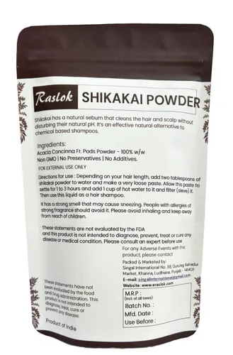 Miniatura 3 de Raslok Shikakai Powder Limpiador y acondicionador natural para el cabello, 100% puro Acacia concinna Fruit Pods Powder (3.52 oz)