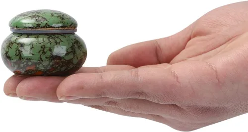 Miniatura 12 de Urna pequeña para cenizas humanas – Urna artesanal de 1.6 pulgadas – Hermosas urnas de recuerdo pequeñas – Mini urna hecha de cerámica – Capacidad