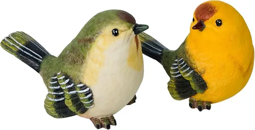 DreamsEden Decoración de pájaros para el hogar, juego de 2 estatuas de pájaros para interiores y exteriores, pequeña figura decorativa de pájaros,