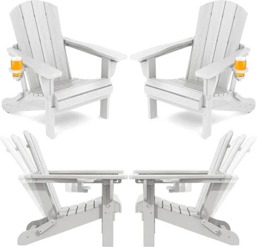 Miniatura 12 de SERWALL Silla Adirondack plegable ajustable, silla Adirondack reclinable con portavasos, Aruba