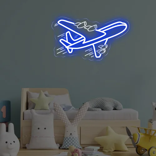 Miniatura 7 de Airplane Neon Sign, Airplane Wall Decor, Air plane Wall Art, Aviation Light Sign, Gift for Kid, Air Plane Wall Decor for Home Bar, 16.5"x9.3", Blue