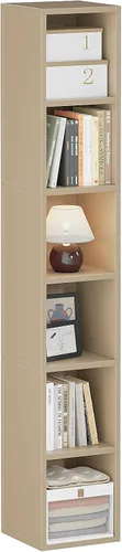 Miniatura 13 de ALISENED 70.8" 6 Tier Tall Narrow Bookshelf, 6 Shelf Wooden Corner Bookcase, Modern Skinny Cubes Storage Organizer Display Shelving for Bedroom
