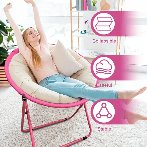 Miniatura 4 de Silla Bungee Portátil Plegable, Silla Dish Silla de Juego Bunjo para Exteriores e Interiores y Camping y BBQ (Rosa)