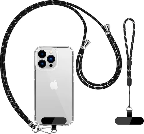 Miniatura 21 de CACOE Paquete de 2 cordones para teléfono, 1 correa ajustable para el cuello, 1 correa de muñeca, 2 almohadillas, cordones universales cruzados