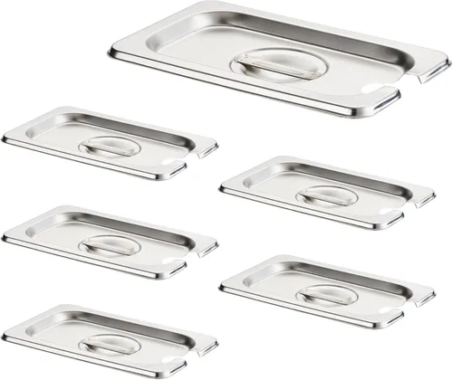 Miniatura 21 de HECMAC Paquete de 6 Tapas de Bandeja de Hotel de Tamaño 1/2 con Muescas, Acero Inoxidable Sólido Resistente para Mesa de Vapor, Tapa de Bandeja