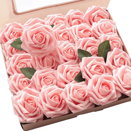 Miniatura 64 de Floroom Flores artificiales de espuma, aspecto real, con tallos, para manualidades, ramos de boda, centros de mesa, despedida de soltera, fiesta, 25