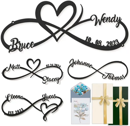 Regalos de Boda para Parejas, Letrero de Metal Personalizado con el Nombre y Fecha de la Pareja, Regalos de Aniversario y del Día de San Valentín