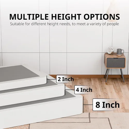 Miniatura 5 de Base de cama con somier, tamaño individual, base de colchón de madera de 2 pulgadas, fabricada en Estados Unidos, silenciosa, sin ruido, 2 piezas