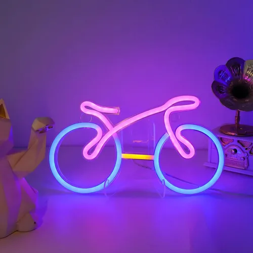 Miniatura 9 de ENUOLI Letreros de neón para bicicleta para decoración de pared, luces de neón de bicicleta para dormitorio, luz LED para bicicleta con USB
