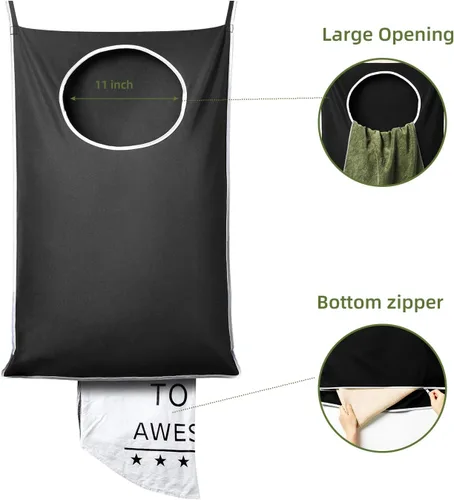 Miniatura 5 de KEEPJOY Paquete de 2 cestas de lavandería XL para colgar en la puerta, tamaño de 36.5 x 22.5 pulgadas, bolsa para puerta con apertura grande
