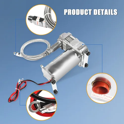 Miniatura 5 de JDMSPEED Nuevo Kit de Compresor de Aire 12 Voltios Dual Cromado 440C 200 PSI 440C