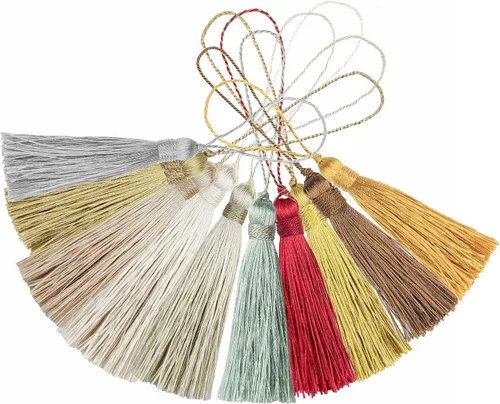 Miniatura 4 de 30 borlas de costura hechas a mano para manualidades, borlas suaves y sedosas de 5.7 pulgadas con lazo de cordón de 2.6 pulgadas para decoración