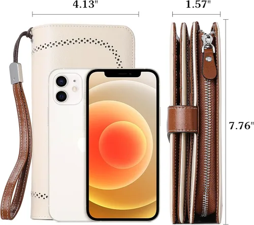 Miniatura 4 de BOSTANTEN Cartera de cuero genuino para mujer de gran capacidad cartera de mano con bloqueo RFID