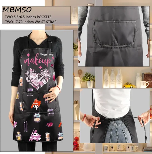 Miniatura 3 de MBMSO Delantales de maquillaje con bolsillos, delantal de maquillaje para artista, esteticista, regalo, cosmetología, regalo para estudiantes