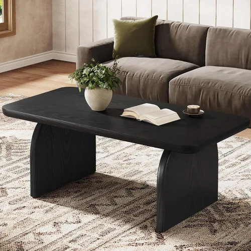 Miniatura 11 de Tribesigns Mesa auxiliar para sala de estar, mesa central rectangular de 47 pulgadas con esquinas redondeadas, muebles de té de cóctel bajos y Marrón