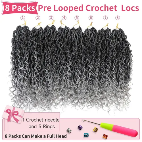 Miniatura 14 de Alicoco Goddess Locs Cabello de Ganchillo 12 Pulgadas 8 Paquetes Rastas Sintéticas de Ganchillo Para Mujeres Rastas Suaves Boho Pre-enrolladas River