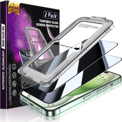 Miniatura 38 de Paquete de 2 protectores de pantalla de privacidad para iPhone 13 Pro Max /14 Plus [kit de alineación automática] vidrio templado, protección