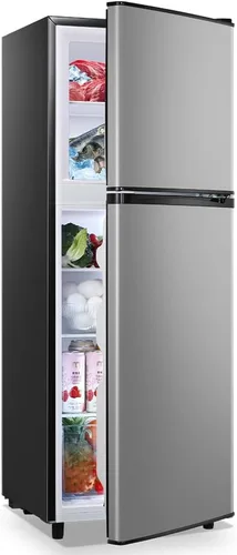 Miniatura 9 de WANAI - Refrigerador de 5.0 pies cúbicos con congelador, refrigerador de doble puerta con 7 ajustes de temperatura ajustable, refrigerador pequeño