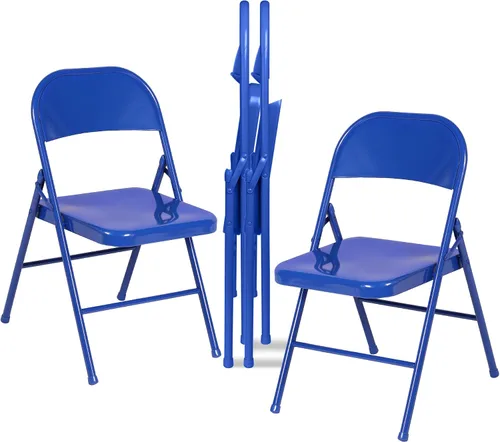 Miniatura 17 de VECELO Paquete de 8 sillas plegables con marco de metal, asiento de acero con triple soporte para oficina en casa, ahorro de espacio sin montaje