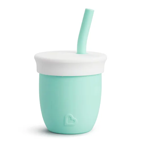 Taza de pajita Munchkin con tapa removible, para bebés y niños pequeños de 6 meses en adelante, 4 onzas, silicona, menta