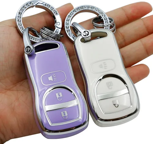 Miniatura 11 de 2 fundas para llavero BMW con llavero de TPU suave, compatible con BMW Serie 7 2023 2024 740 760i I5 I7 IX X1 X5 X6 X7 XM (morado blanco)