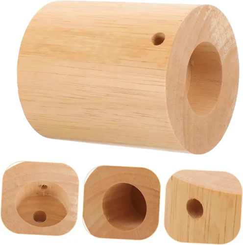 Miniatura 5 de DOITOOL Lámpara de mesa de madera Base Base Cilindro Diseño Moderno Lámpara Soporte Luz de noche para escritorio