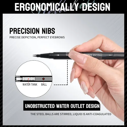 Miniatura 5 de 9708 - Bolígrafo de doble punta para cejas, 2 en 1, con cepillo para cejas. Impermeable y a prueba de sudor, cejas líquidas precisas, 5 tonos, larga